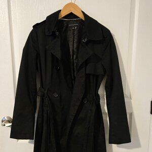 Banana Republic Black Trench Coat Size Medium